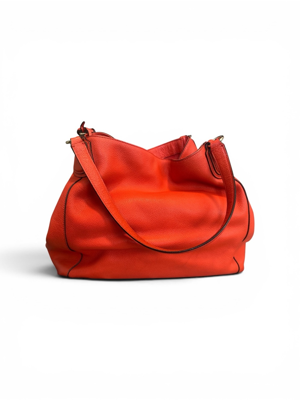 Coach Pebbled Leather Hobo in Bright Orange - Picture 2 of 9